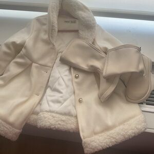 SHEIN Cream Pea Coat with Soft Lining and Smooth Finish